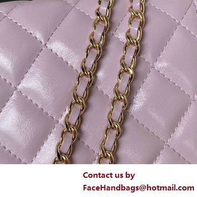 Chanel Shiny Crumpled Lambskin, Imitation Pearls  &  Gold-Tone Metal Clutch with Chain Bag AP3803 Lilac 2025